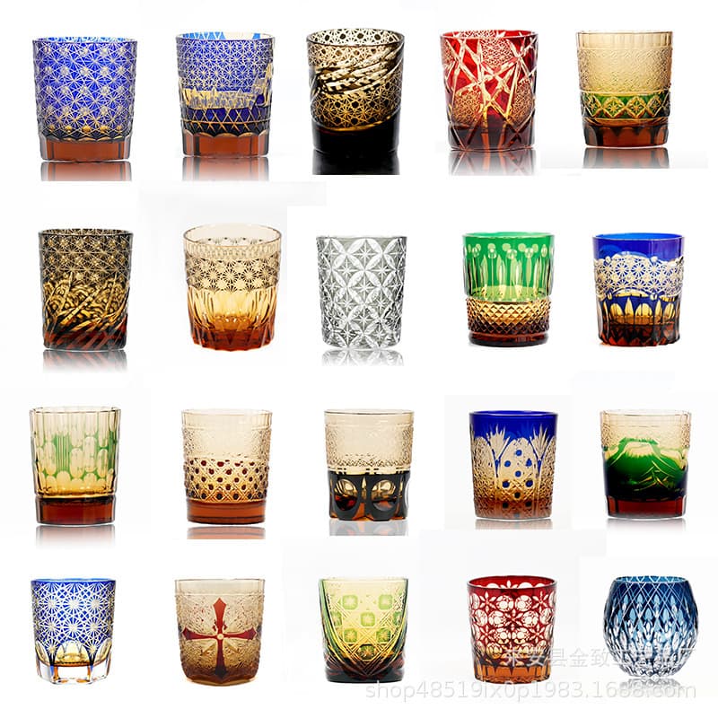 Slight Defect Bargain Edo Kiriko Crystal Glass Whiskey Tumbler Clearance Hand-Carved Home Barware