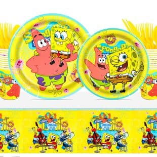 New SpongeBob Cartoon Theme Kids Birthday Party Decoration Paper Plates Cups Napkins Tablecloth Tableware Set