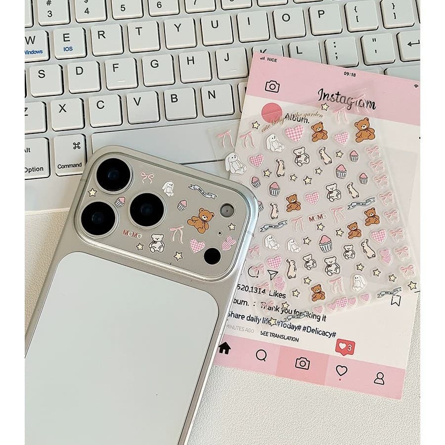 Cartoon DIY Lens Film Relief Stickers KT Decorative Pattern Ins Relief 3D Phone Stickers Cartoon DIY Nail