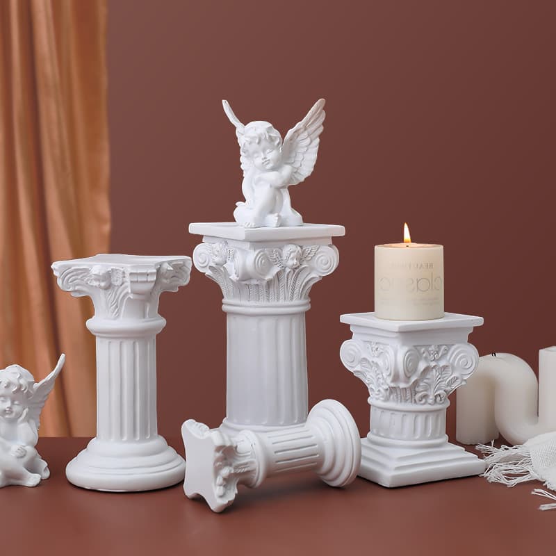 Nordic Roman Column Candlestick Little Angel Photo Props Background Home Living Room Desktop Decorations Ornaments
