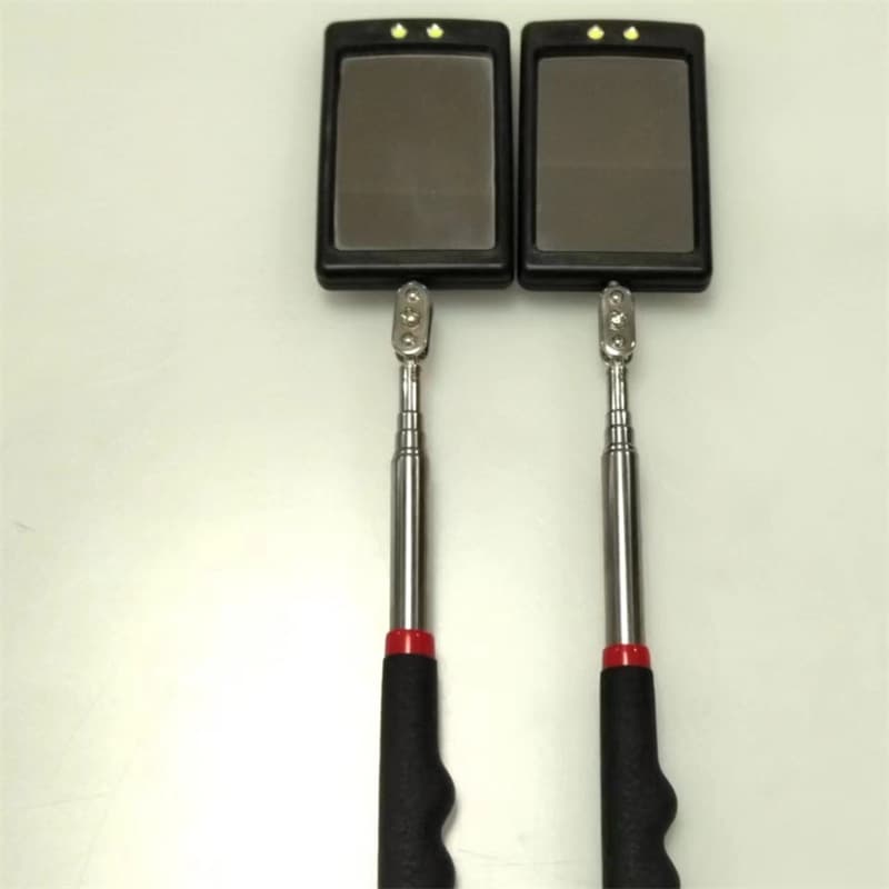 Portable interior inspection mirror, vehicle undercarriage inspection mirror, telescopic inspection mirror, rotating telescopic mirror with light, magnetic suction rod.