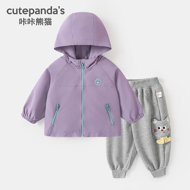Kaka Panda Boys Set Children Autumn Casual Jacket Two-Piece Girls Autumn Clothing Baby Early Spring Clothes Fashion