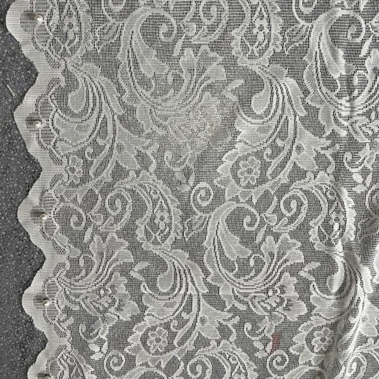 French Beaded Phoenix Tail Lace Warp Knit Window Sheer White Curtain Bedroom Door Curtain Partition Wave Edge Sheer Curtain