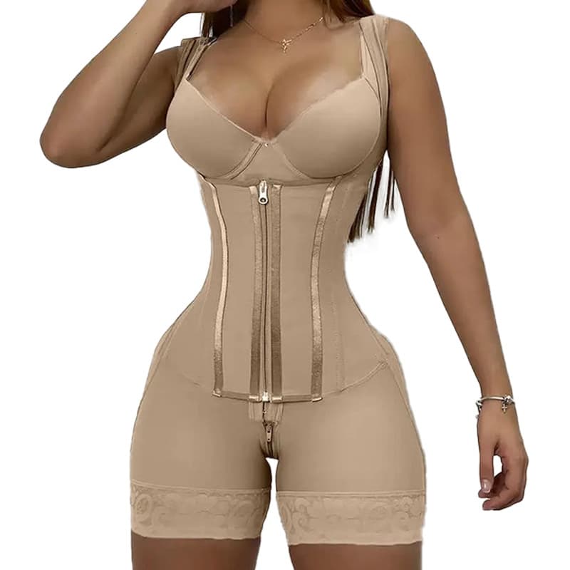 Shapewear Butt Lifting Push-Up Bra Zipper Compression Waist Cincher High-Waist Button Slimming Pants