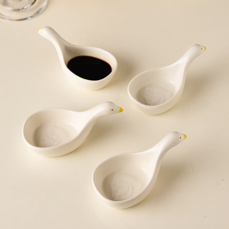 Cute Soy Sauce and Vinegar Seasoning Dish Ceramic Home Mini Creative 3D Cartoon Relief Shape Sauce Seasoning Dish