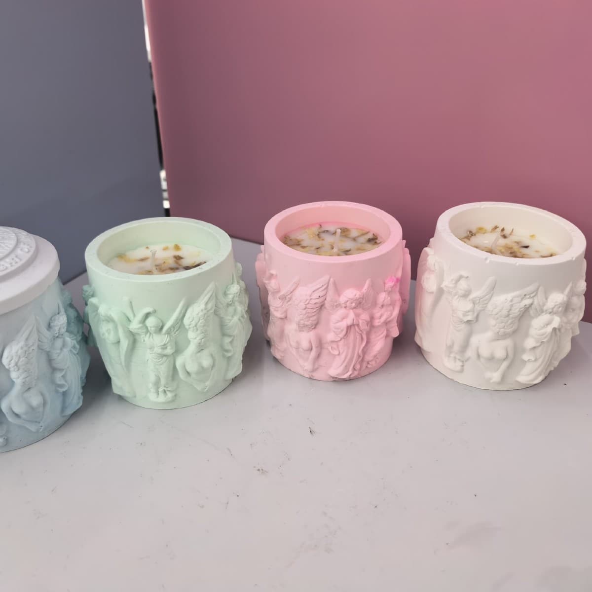 Cross-border Multi-color Relief Angel Statue European-style Aromatherapy Plaster Cup Scented Candle Home Gift