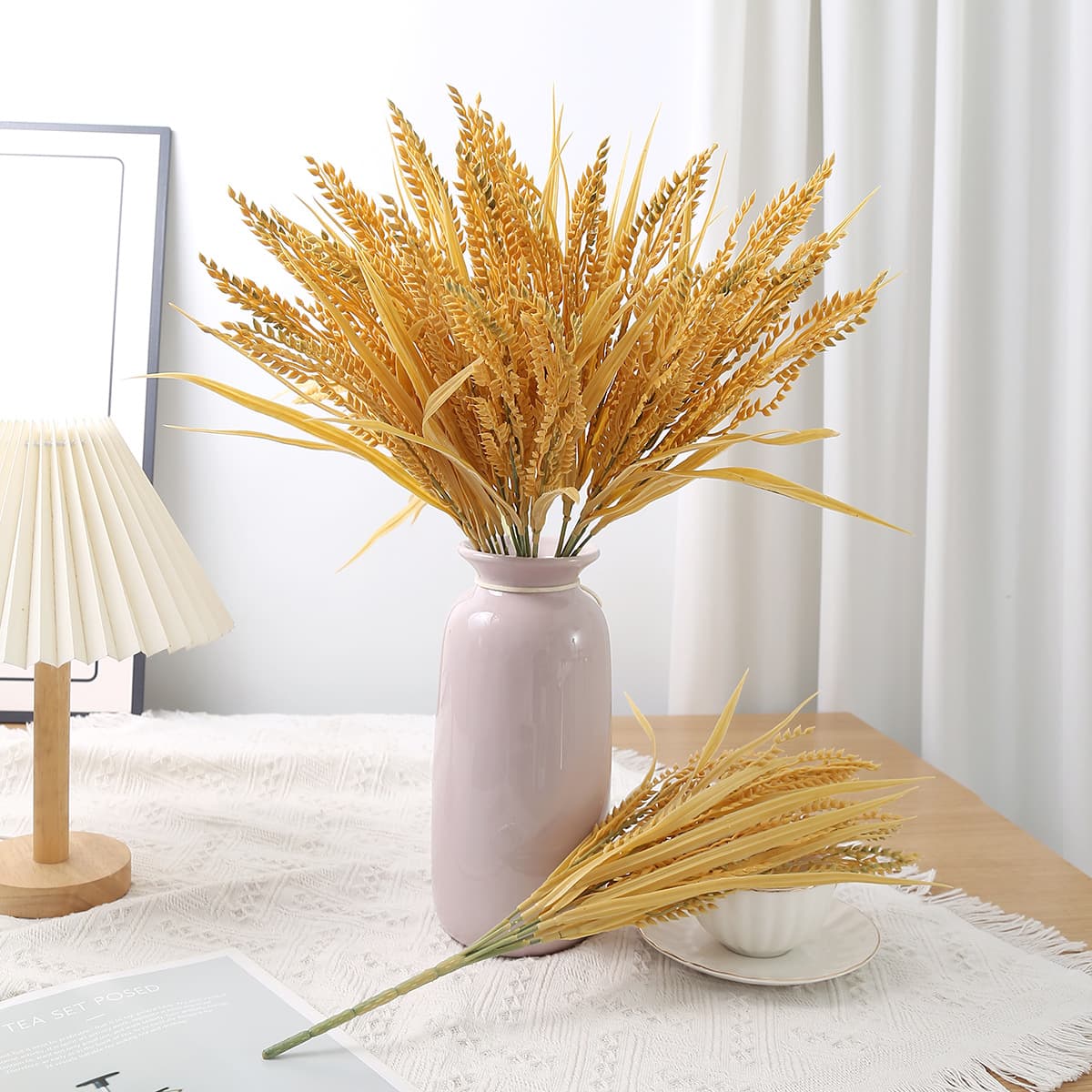 Golden Wheat Ear Living Room Decoration, Artificial Wheat, Rice, Faux Flowers, Flower Basket Decoration, Barley, Grand Opening, Good Business