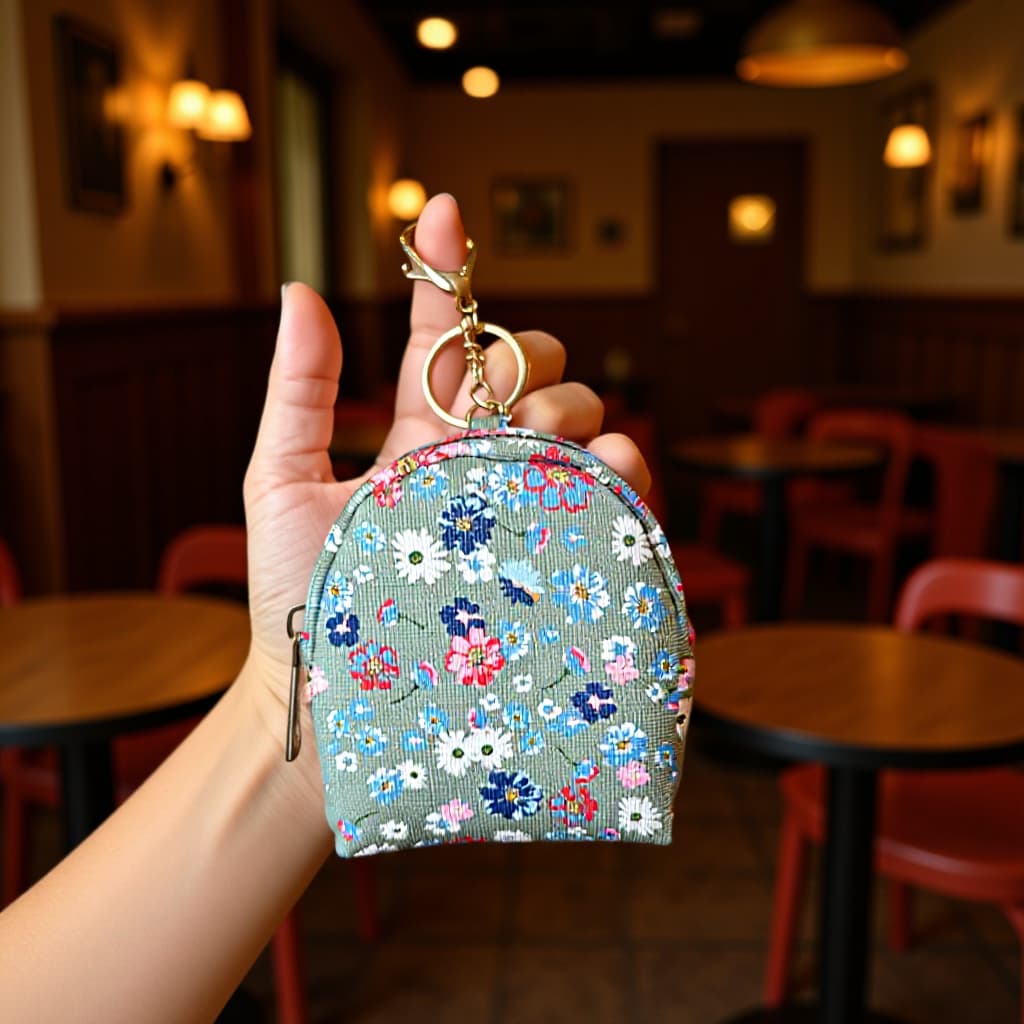 Bag Factory High-End Floral Coin Purse Cosmetic Bag Coin Purse Hand-Held Mini Bag Key Chain Hanging Small Bag