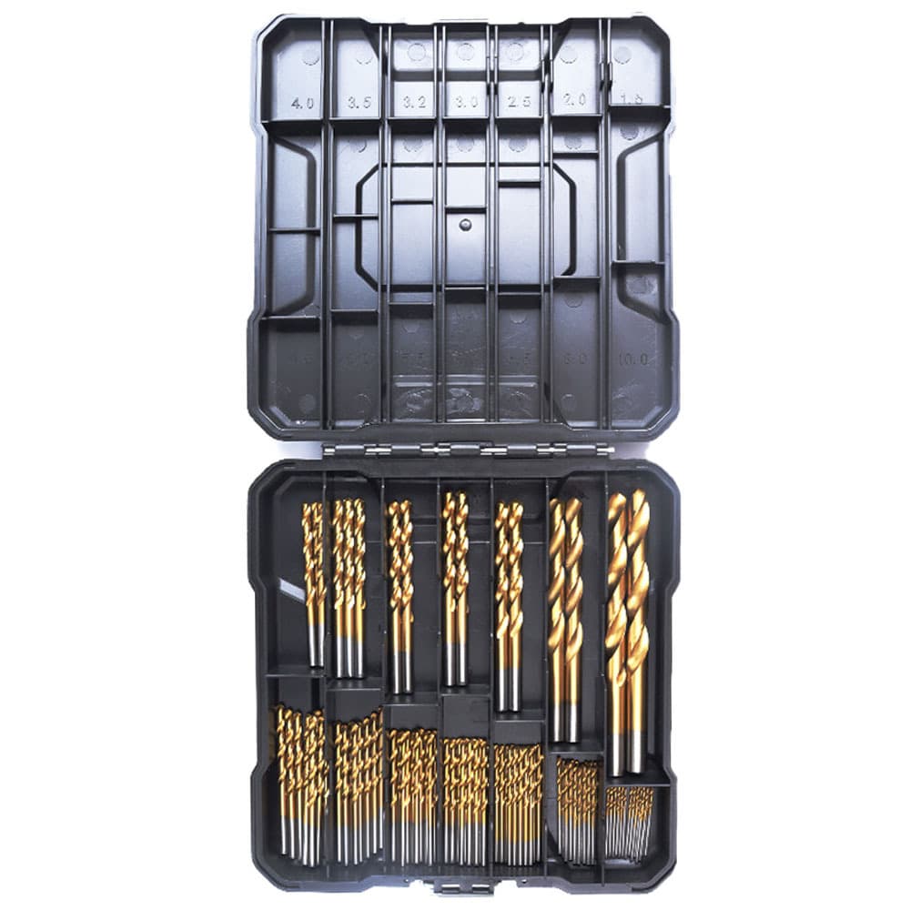 Factory Direct 99pcs Twist Drill Bits High Speed Steel Titanium Coated Straight Shank Twist Drill Hand Drill Hole Punch Tool Set