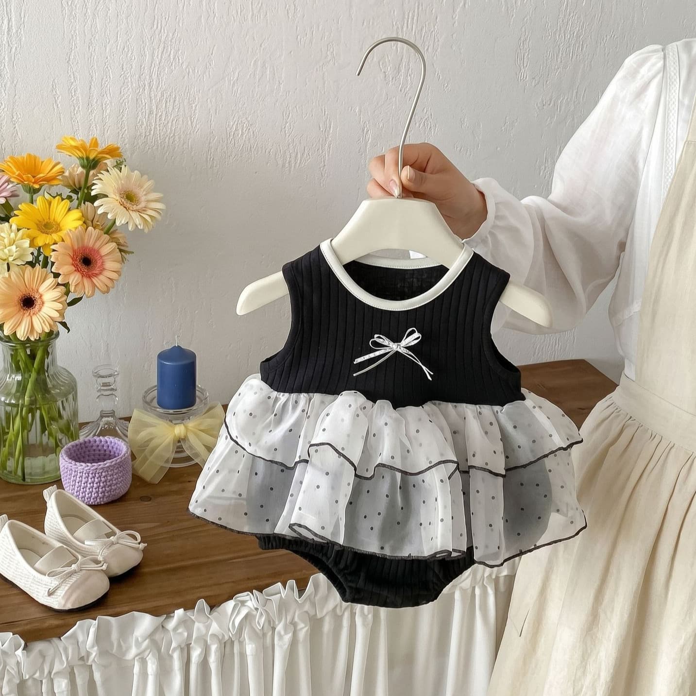 2026 Summer Thin Vest Bodysuit Baby Girl Bow Knot Diaper Cover Tutu Romper Triangle Crawler