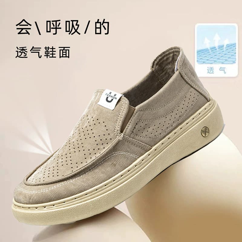 Breathable Cloth Shoes for Men 2026 New Style Slip-On Loafer Simple Lightweight Casual Shoes Soft Sole Ice Silk Cloth Shoes