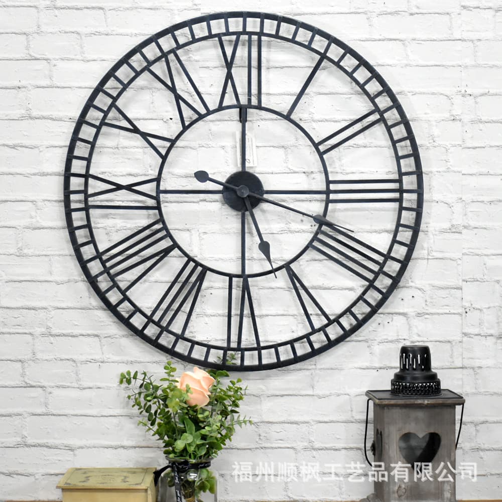 Nordic Minimalist Metal Round Hallway Fashion Wall Clock Cross-Border E-Commerce Modern Living Room Art Decorative Wall Hanging