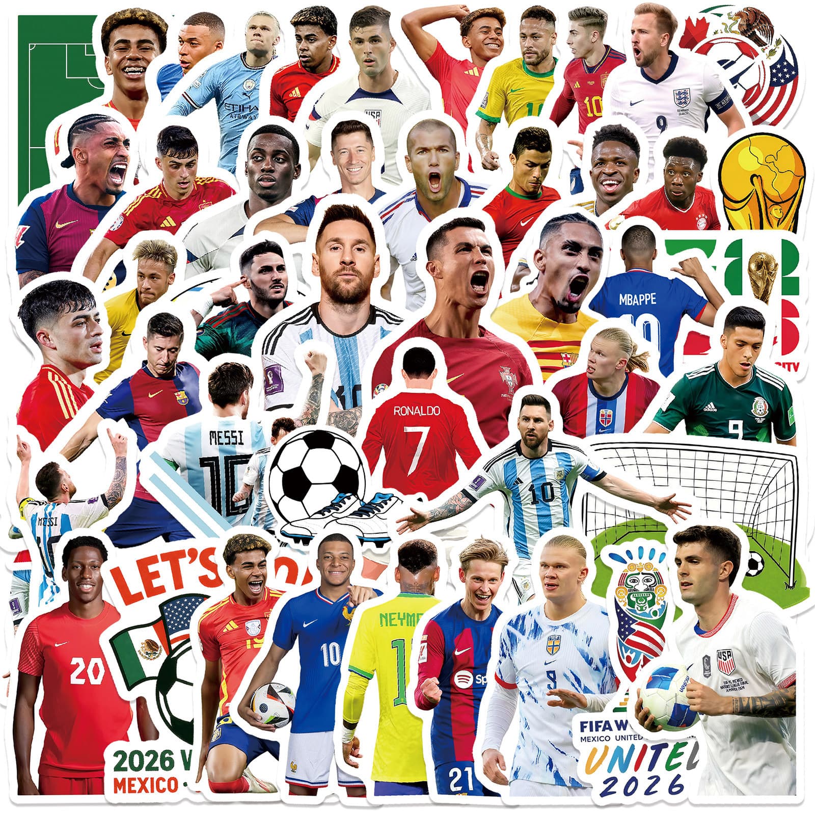 400 Pieces of 2026 World Cup USA-Canada-Mexico All-Star Series Graffiti Stickers, Waterproof Football Game Stickers