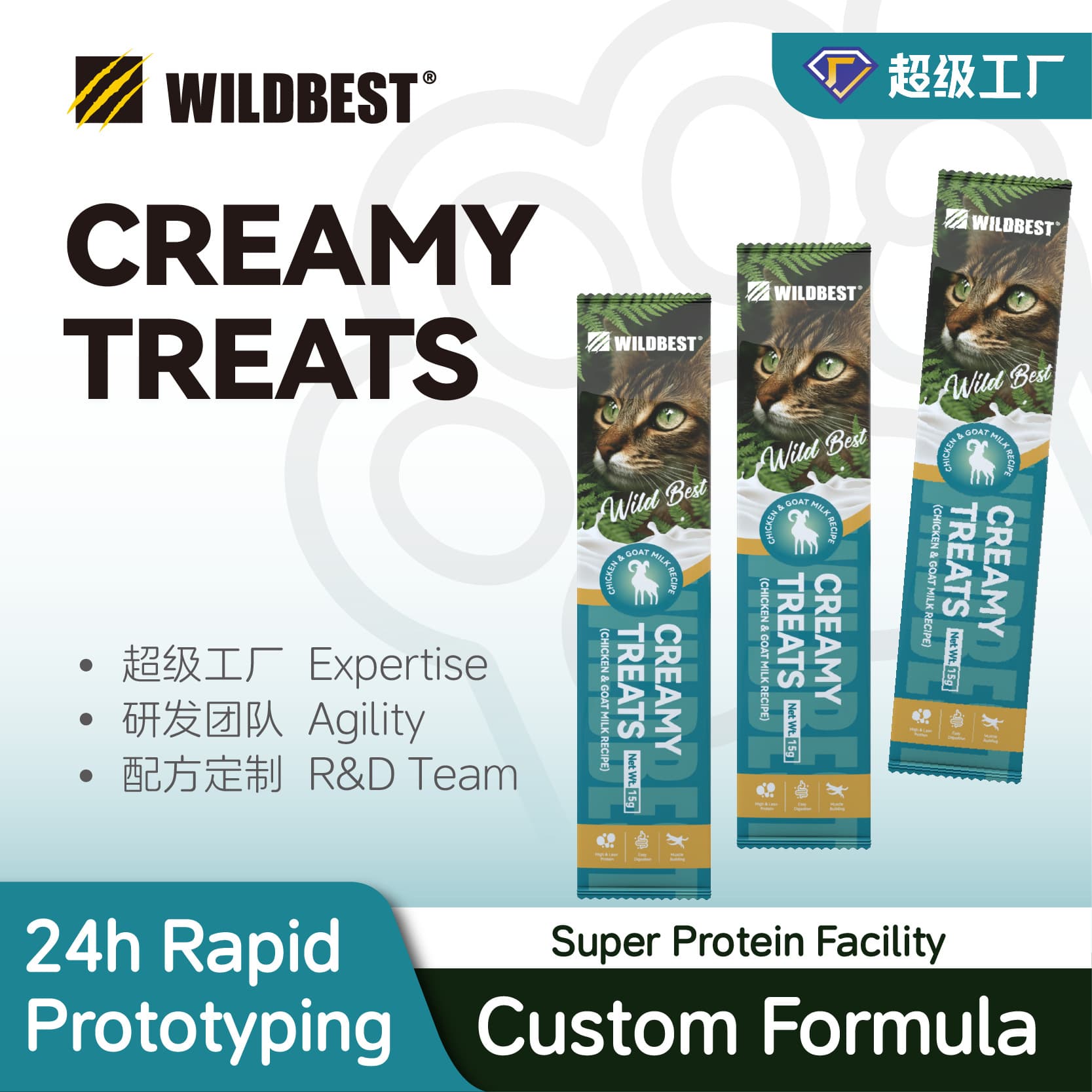 WILDBEST Goat Milk Pigeon Cat Sticks Wet Food Factory Treats