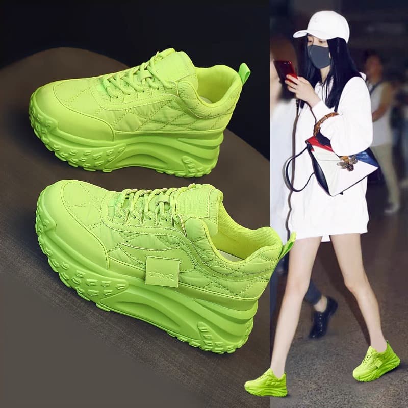 Inner Height Increase of 7cm Dad Shoes 2026 Spring New Versatile Korean Style Jelly Color Thick-Soled Platform Casual Sneakers