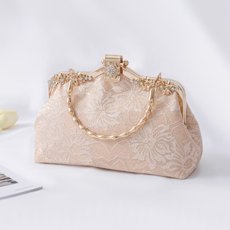 New Chinese-style Handbag Evening Bag Vintage Lace Cheongsam Bag Frame Bag Banquet Handbag Shoulder Crossbody Bag