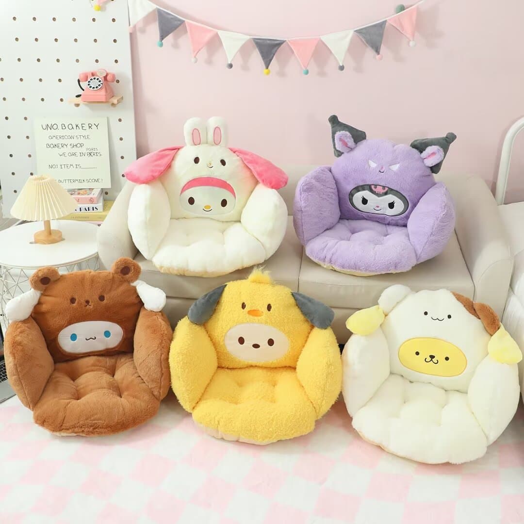 Cartoon warm seat cushion, office sedentary seat cushion, lumbar support, integrated and semi-enclosed chair, chair cushion, student fart cushion