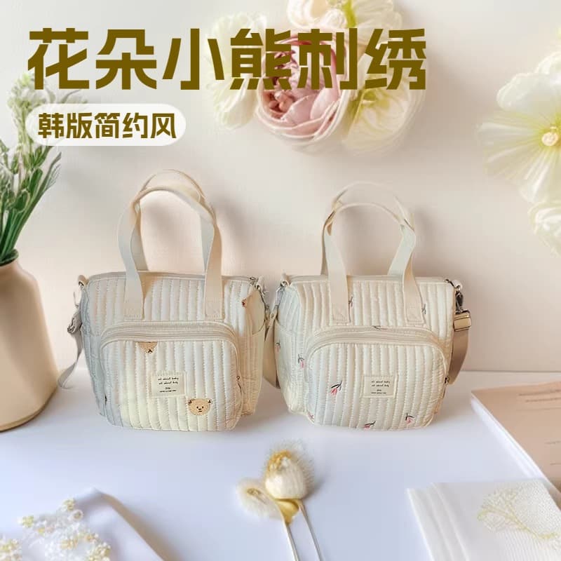 Cross-border new ins style mommy bag portable hand-held multi-functional mommy bag single shoulder maternal and infant maternity bag