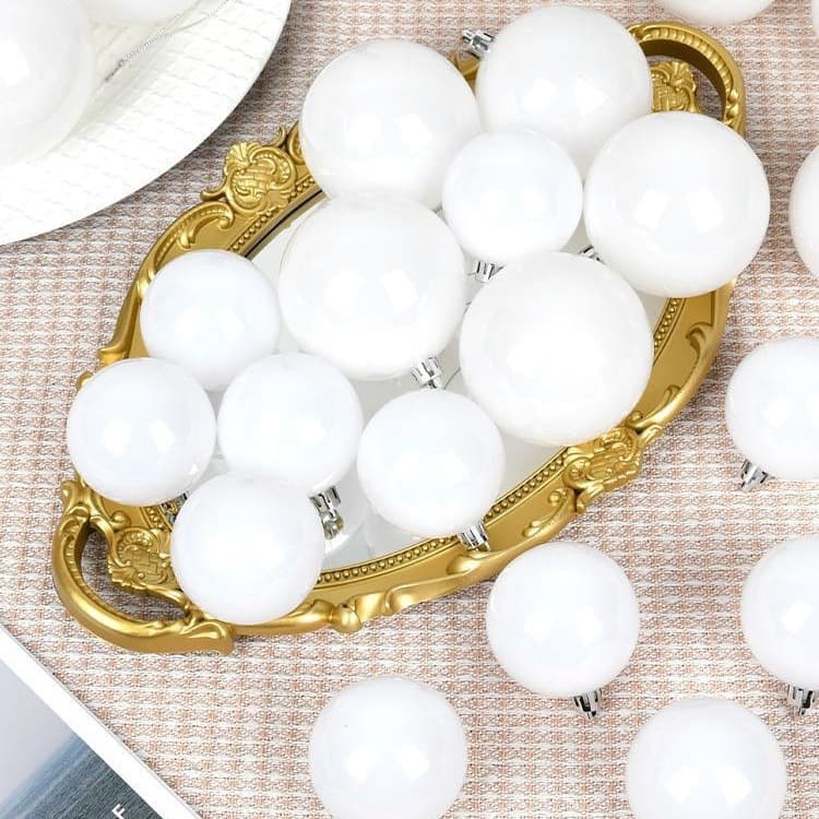 White Christmas Ball Ornament Decorative Hanging Ball Eco-Friendly Plastic Accessory Small White Ball for Christmas Tree