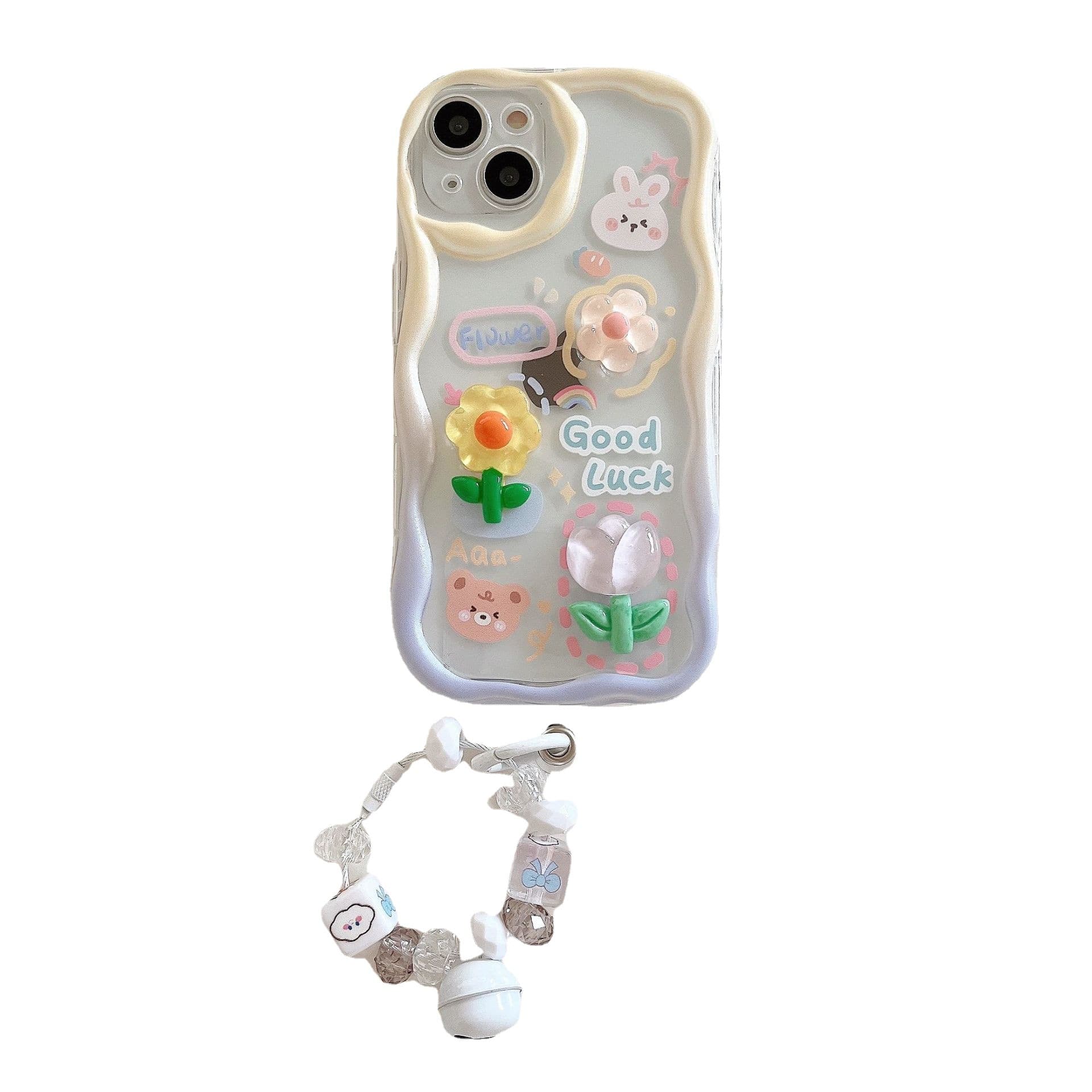 Spring/Summer iPhone 14 Case, Apple 15 Sun Flower 16 Cartoon Shockproof Full Coverage Cream Phone Cover