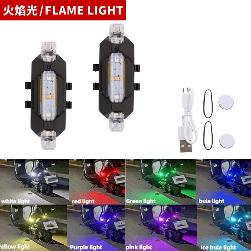 Aircraft Strobe Light for Electric Vehicles, Motorcycles, Bicycles, Rechargeable Anti-Collision Warning Light, Modified Decorative Multicolor Tail Light