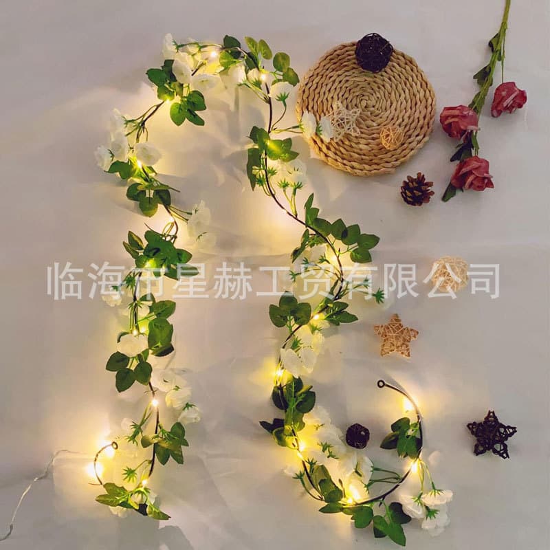 Led Simulated Rose Flower String Lights Outdoor Courtyard Garden Balcony Vine Lights Wedding Valentine's Day Decorative Lights Wholesale