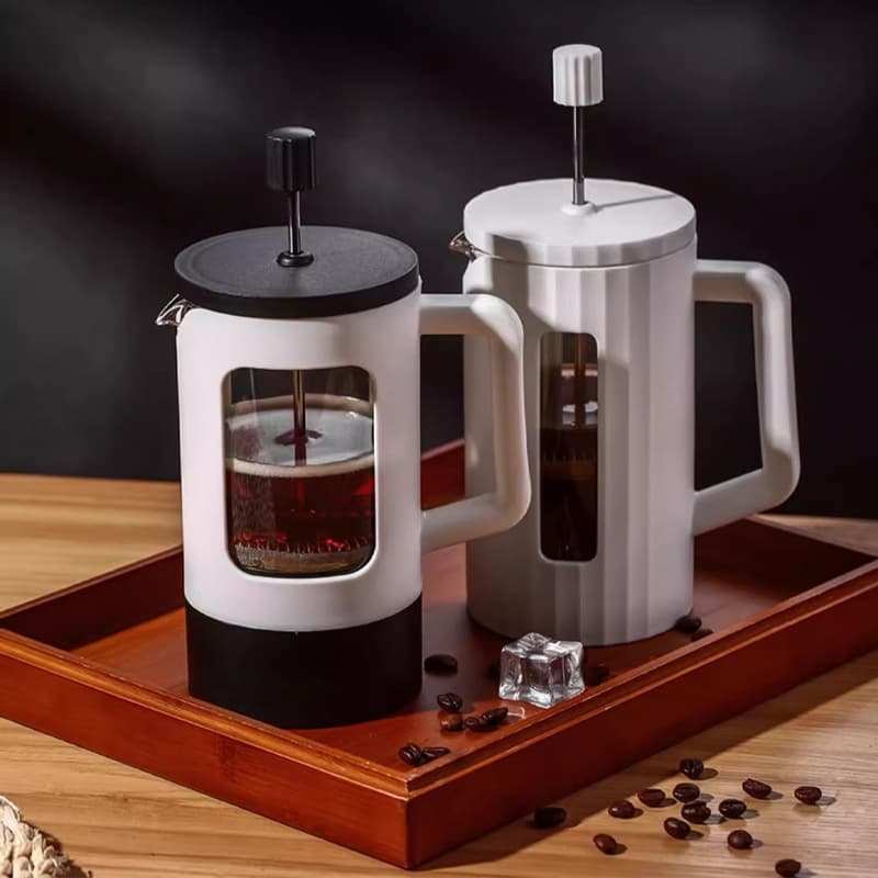 French Press Coffee Maker with Filter Cup, Tea Infuser, Hand Drip Steaming Pot, Home Use Filter, Glass Milk Frother, Coffee Extractor