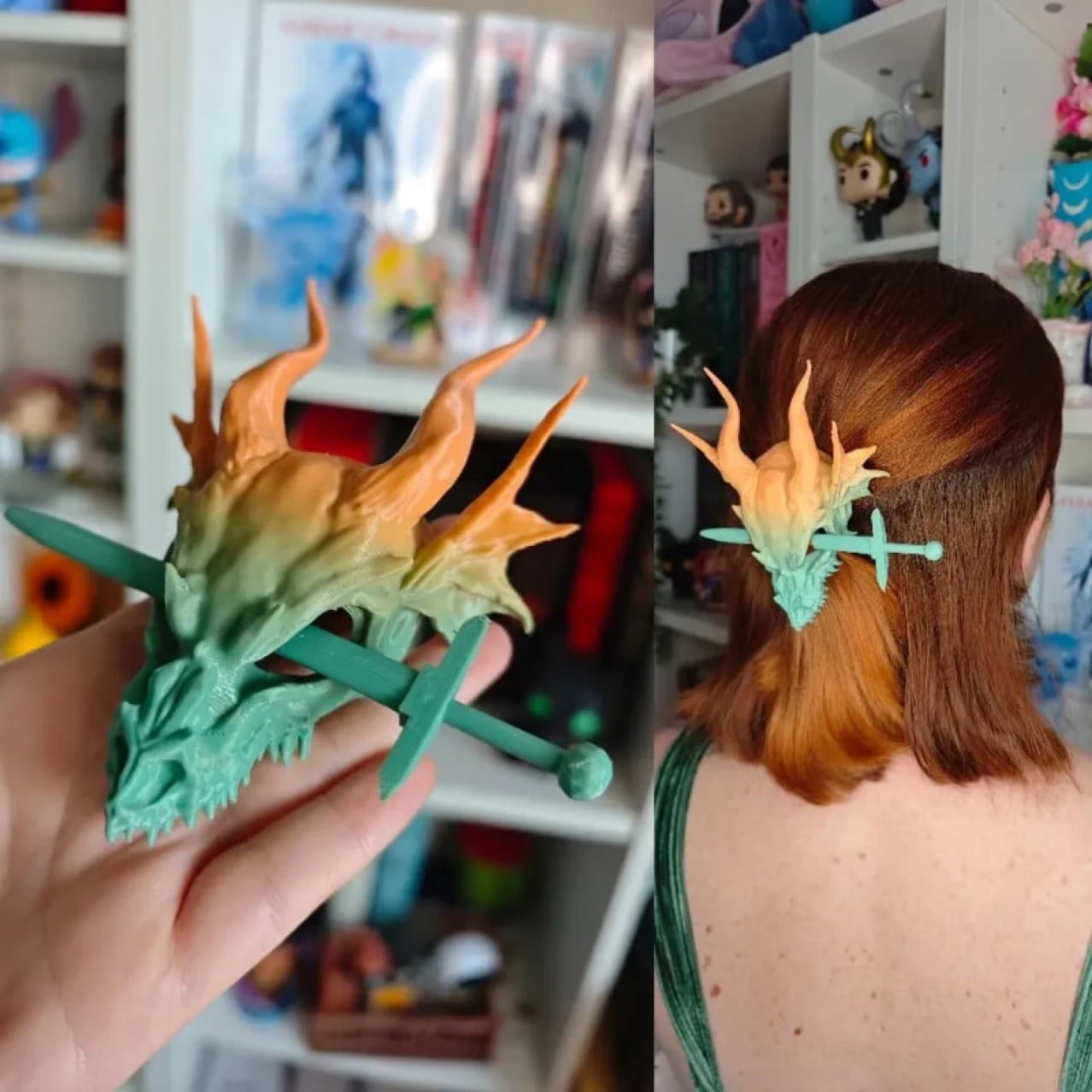 Cross-border independent station new Handcrafted Dragon Hair Clips dragon-shaped hair clip 3D printing