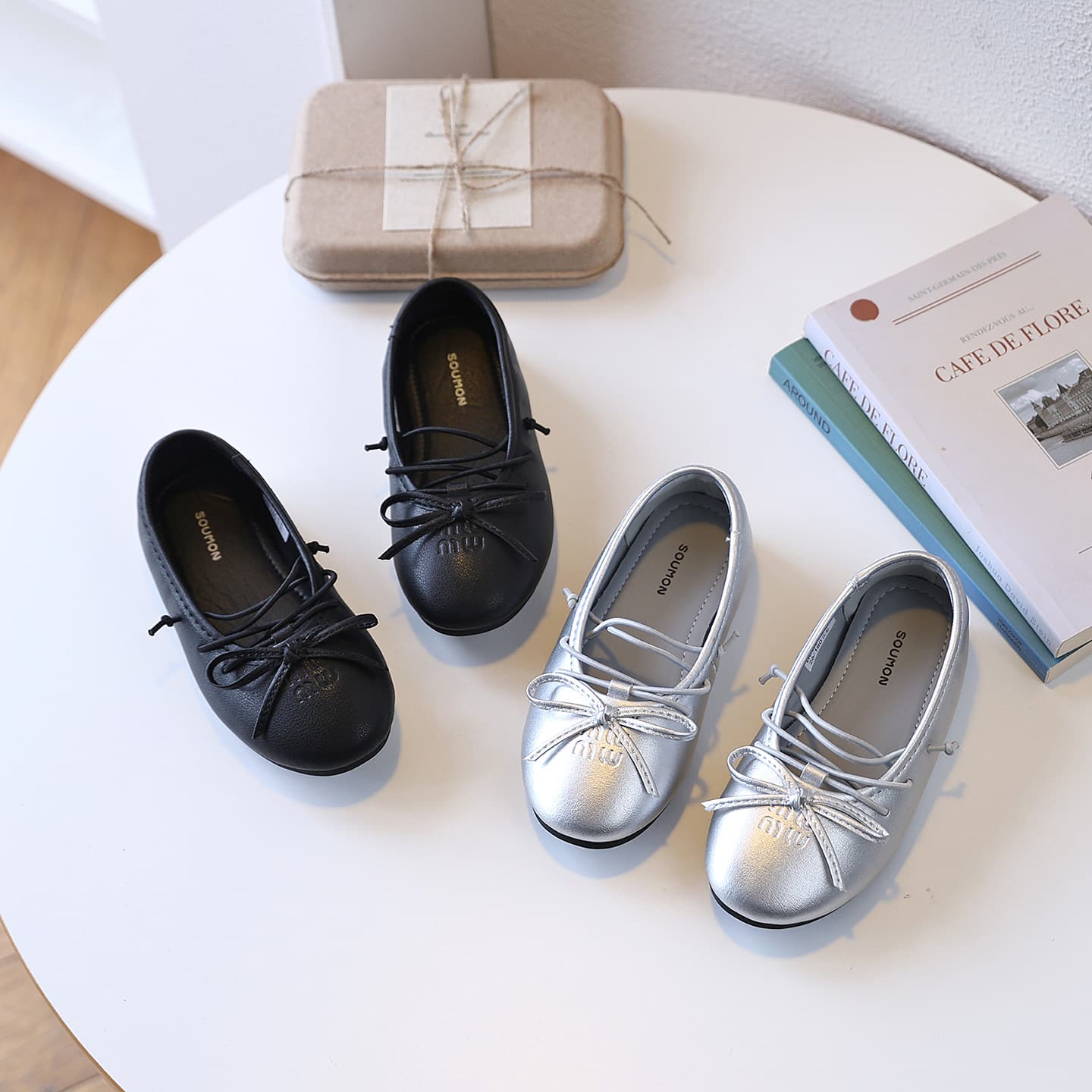 Fashion Children's Silver Mary Jane Shoes 2026 Spring/Autumn New Style Girls' Ballet Flats with Bow for Dresses