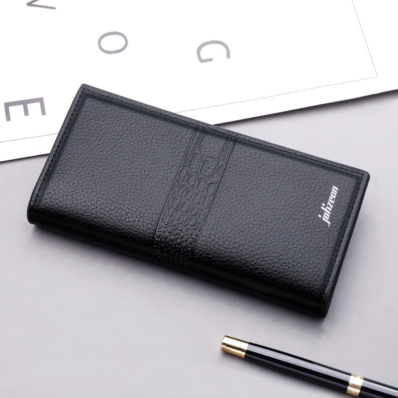 Multi-functional Wallet for Men, Fashion Brand, Long Zipper, Stylish, Large Capacity, Button Closure, Youth Hand-Embossed Design