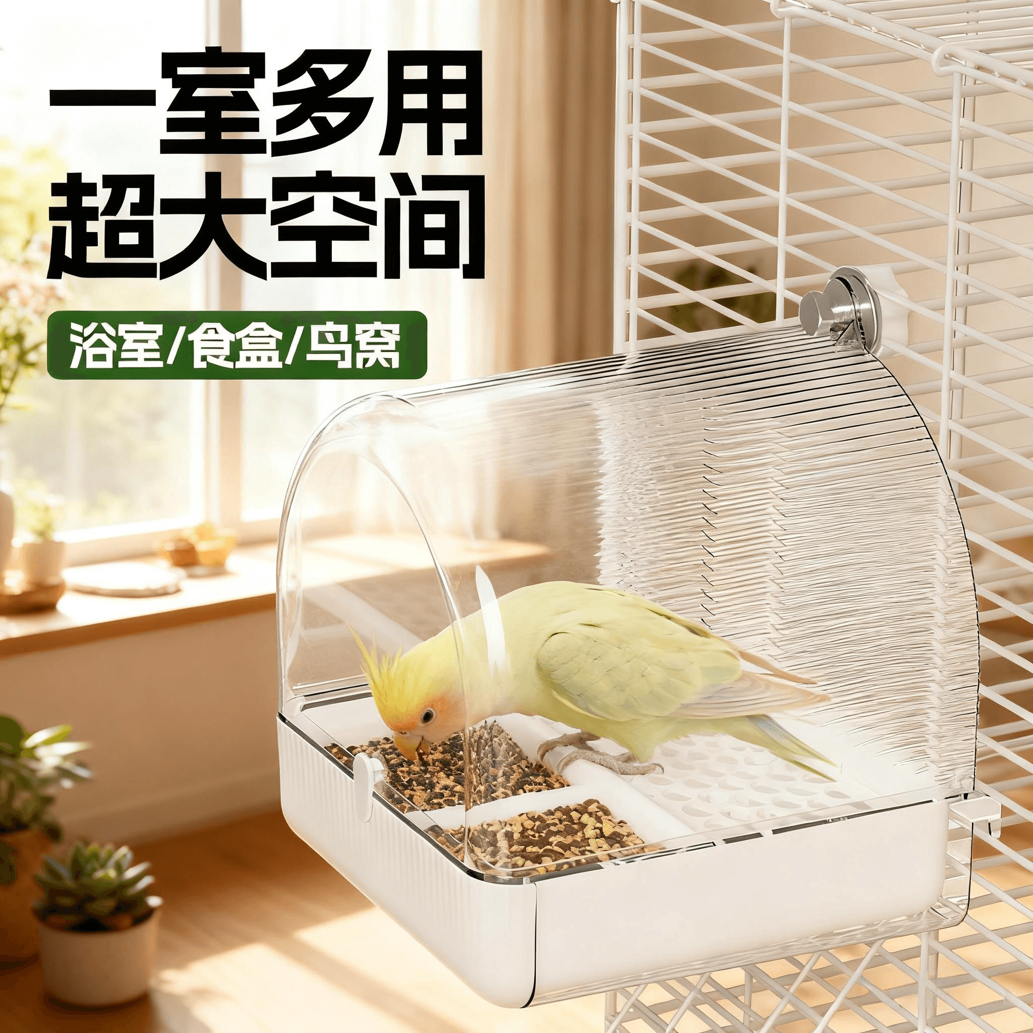 Parrot Feeder Anti-Splash Bird Feeding Tool Bath Box Chaff Separation External Anti-Spill Bird Cage Supplies