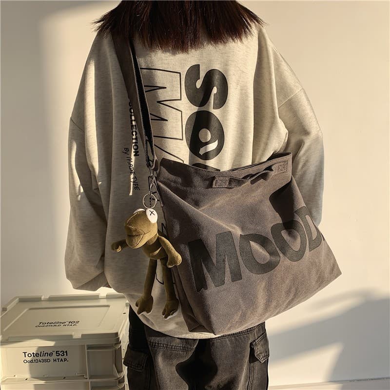 Canvas Bag Women's Crossbody Bag Large Capacity Japanese Style Men's Crossbody Backpack Casual Lazy Style Courier Student Shoulder Bag