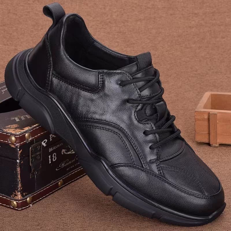 2026 Genuine Leather Spring/Summer New Breathable Top-Layer Cowhide Men's Trendy Versatile Casual Leather Shoes Soft Leather Soft Sole Sneakers
