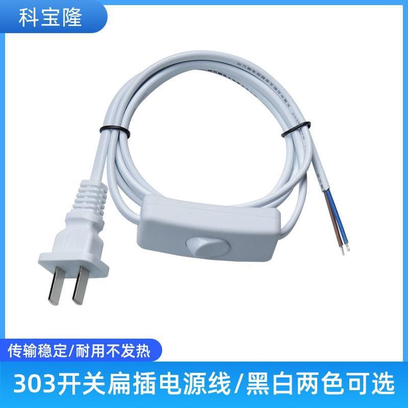 Wholesale National Standard Power Cord with 303 Switch, 2-Pin Plug Wire for Exhaust Fan, LED Desk Lamp, Fan, Two-Core Plug Cord
