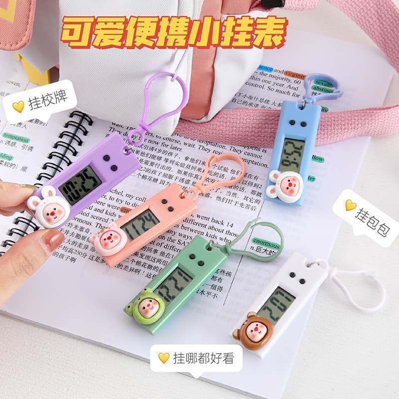 Children's Small Hanging Watch Cute Cartoon Mini Portable Electronic Watch for Student Class Schedules and Self-Discipline Check-In Timer