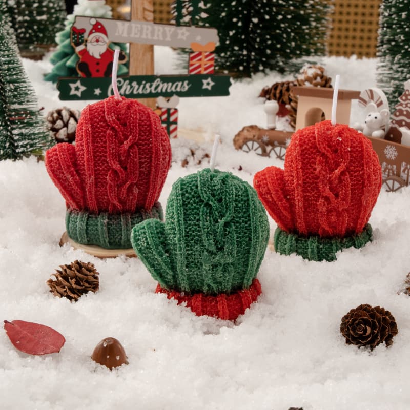 Christmas Knitted Mini Mitten Scented Candle Holiday Gift Ins Photo Prop DIY Creative Decoration Aromatherapy Candle