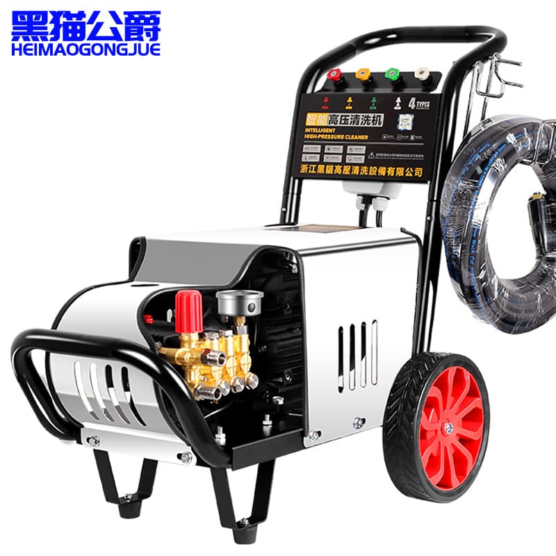 220V Black Cat High-Pressure Cleaner for Farms, Commercial and Home Use, High-Power Water Gun Industrial Car Washer 380V Pump