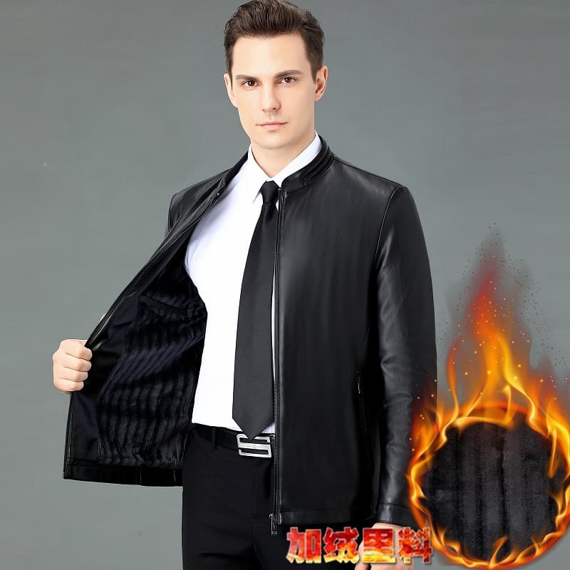 Haining Men's Genuine Leather Jacket, Lapel Leather Jacket, Loose-fitting Business Casual Outerwear, Sheepskin Dad Suit