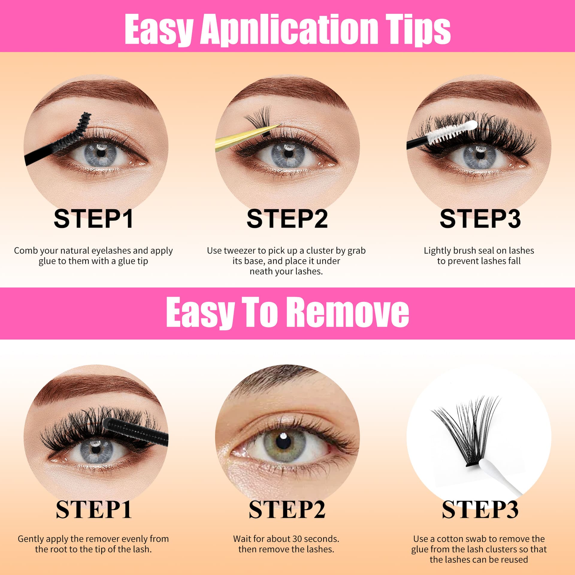 30P 40P 50P False Eyelashes Glue Lash Clusters Book Cross-Border Eyelashes