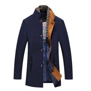 Thickened Wool Overcoat with Shawl Collar for Middle-Aged Men, Mid-Length, Wholesale Stock