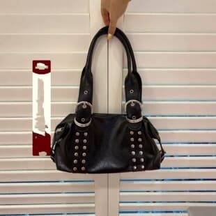 Cross-border New Korean Niche Versatile Punk Style Rivet Leather Shoulder Bag Underarm Bag Bowling Bag 2026