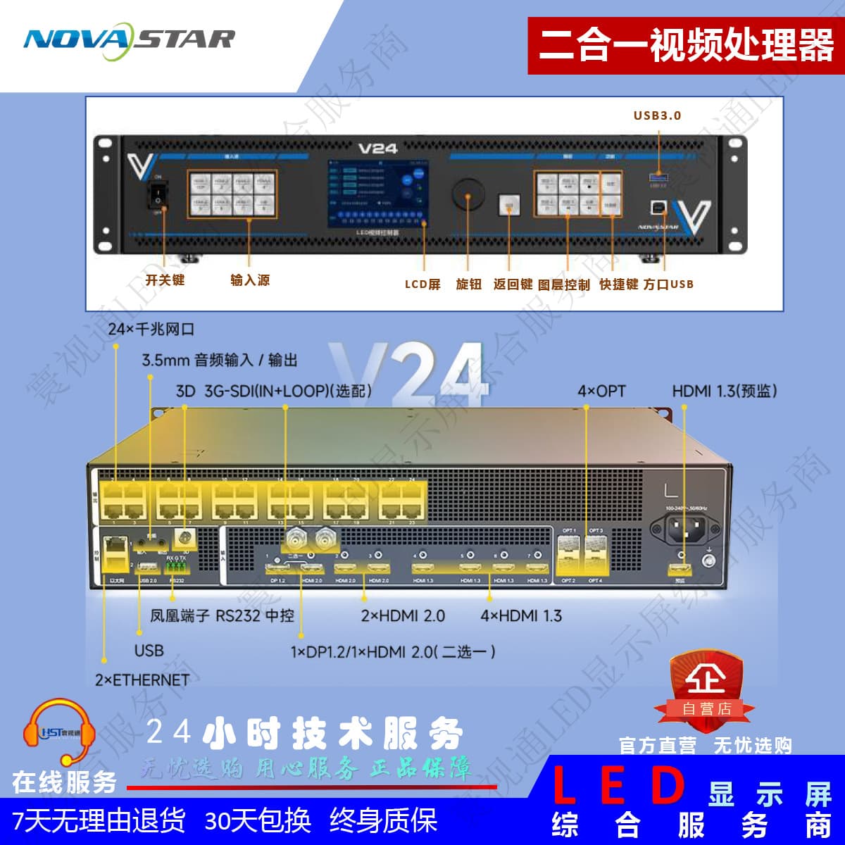Nova V24 [24 Ethernet Ports 15.6 Megapixels] All-in-One Video Processor / LED Video Controller
