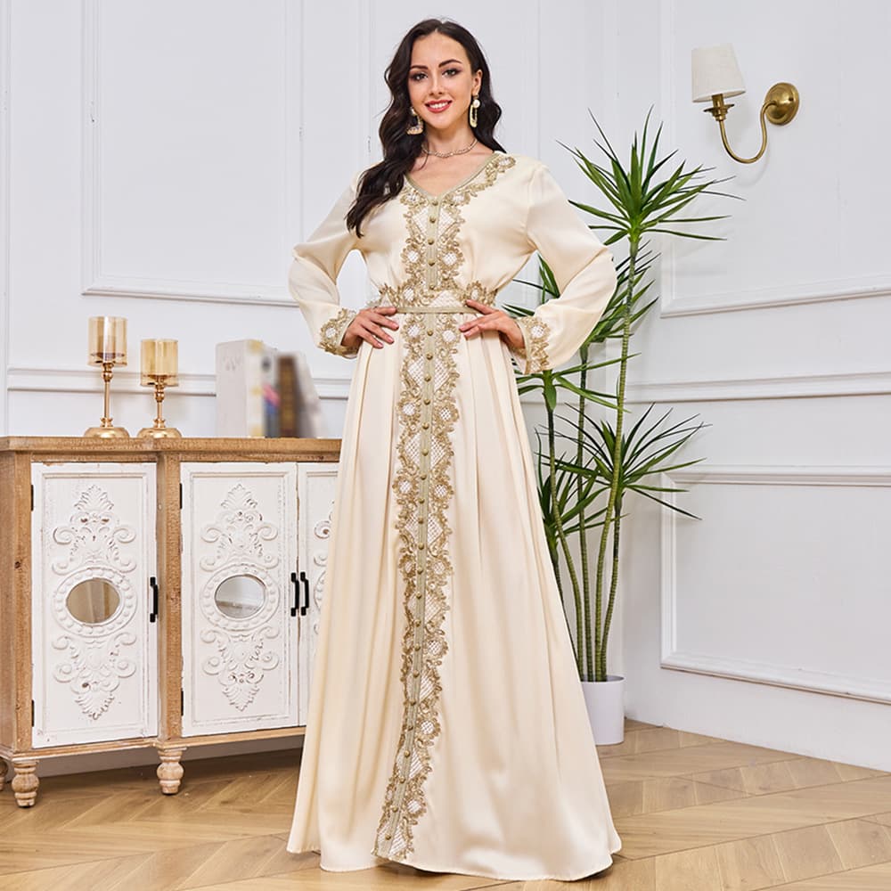 MT054 Cross-Border New Women's Dress Foreign Trade Casual Long Dress Elegant Embroidered Travel Party Gown In Stock