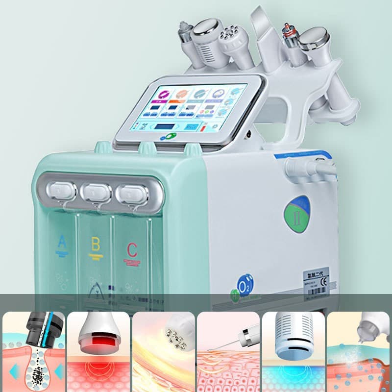 Beauty Salon-Specific Second-Generation Hydrogen-Oxygen Small Bubble Cleaning Device with 6 Heads, Multifunctional Facial Care and Skin Management Equipment