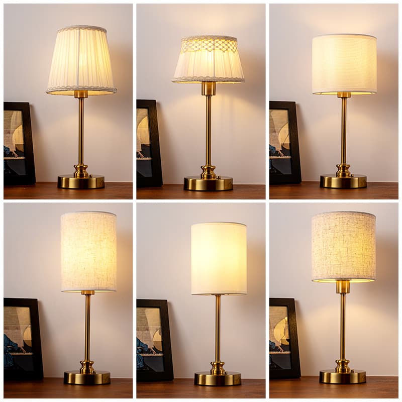 Cross-border Custom Amazon French Fabric Bedside Lamp, Vintage Creative Table Lamp, Bedroom Decorative Desk Light