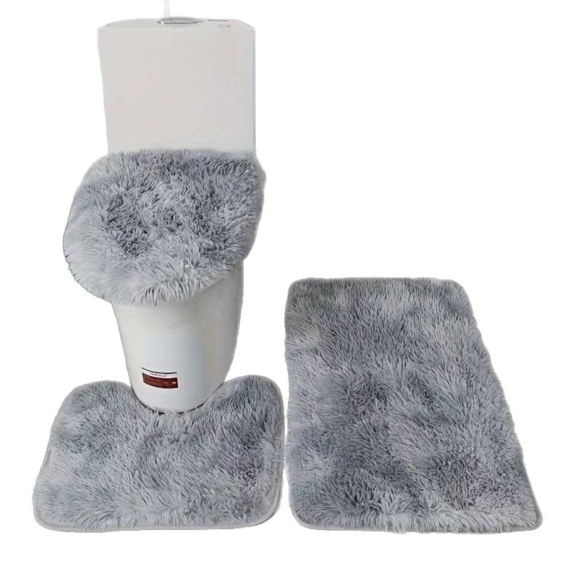 Tie-Dye Silk Toilet Mat Set 3-Piece Durable Wear-Resistant Bathroom Rug