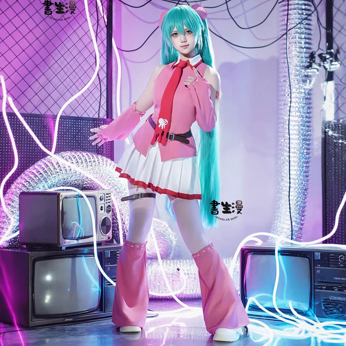 [Shushengman] Hatsune Miku·Gloomy Collaboration Character Cosplay Pink Girl Costume