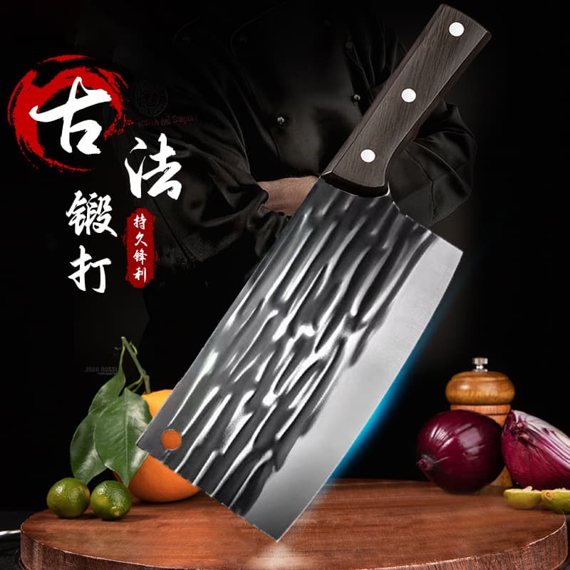 Longquan forged kitchen knife, household dual-purpose chopping and slicing tool, chef's meat cleaver and bone cutter, ultra-sharp Yangjiang knife