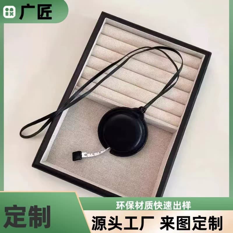 PU leather round neck tape measure, customizable color/logo, practical leather gift for advertising processing mini tape