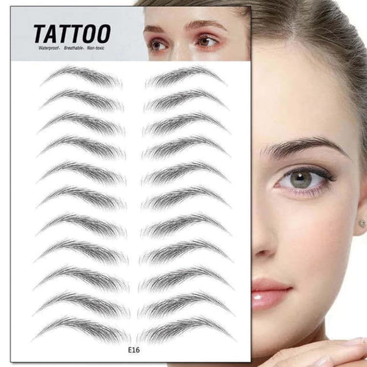 Factory Stock 6D Bionic Eyebrow Tattoo Sticker, TikTok Same Style Black Eyebrow Sticker, 3D Realistic Temporary Tattoo